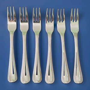 Lenox Jewel Silverware 3 Prong Forks Cocktail /Seafood / Olives 5.25" Lot of 6